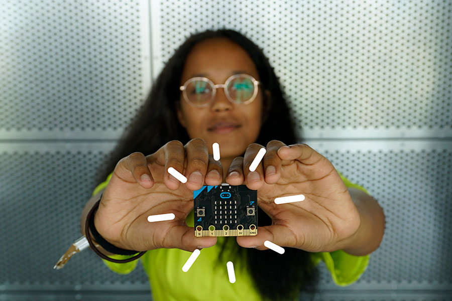 Jente holder i en microchip