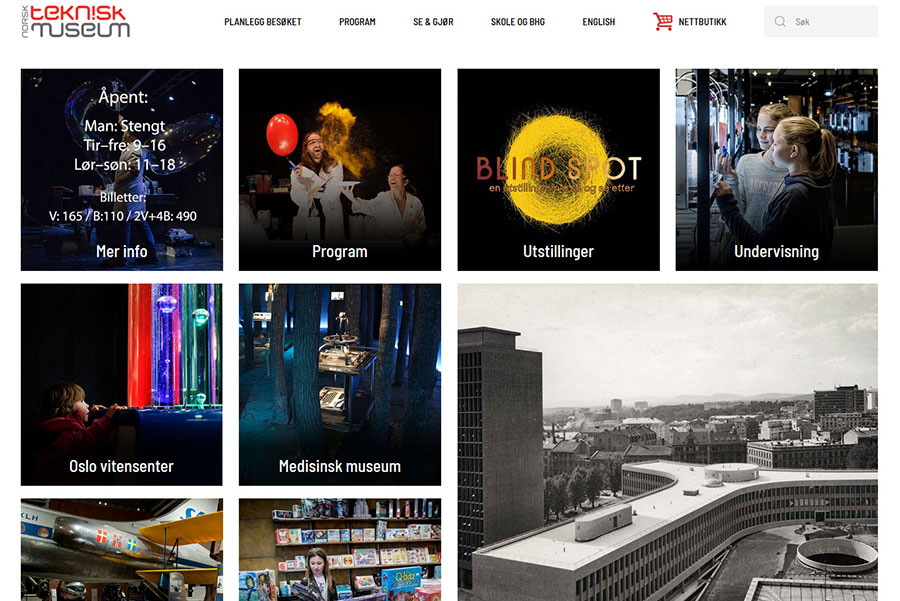 Museets viktigste kanal for kommunikasjon med de som planlegger et besøk. www.tekniskmuseum.no