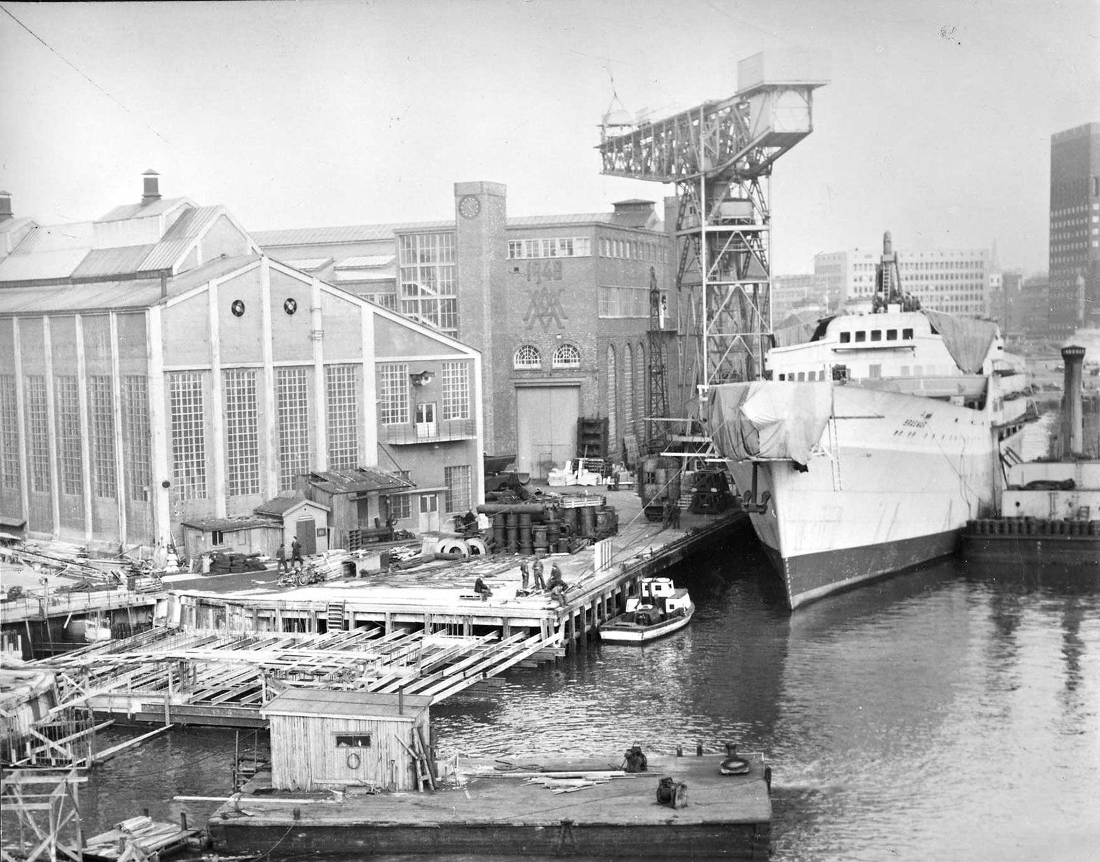 Akers mek. Verksted, påbygging av maskinverkstedet 1947/48. Foto.